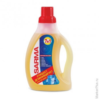 Средство для мытья пола дезинфицирующее 750 мл SARMA 'Лимон', убивает микробы, концентрат, 09088