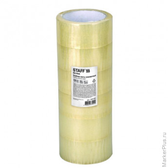 Клейкие ленты упаковочные 48 мм х 120 м, КОМПЛЕКТ 6 шт., прозрачные, 40 микрон, STAFF BIG PACK, 440180