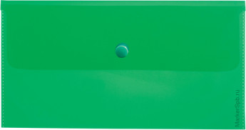 Папка-конверт на кнопке C6, 180мкм, зеленая, 5 шт/в уп