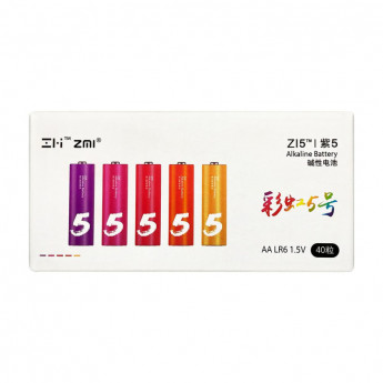 Батарейки алкалиновые Xiaomi ZMI Rainbow Zi5 типа AA (40 шт.)