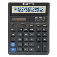 Калькулятор настольный STAFF STF-777, 12 разрядов, двойное питание, 210x165 мм, ЧЕРНЫЙ, 250458