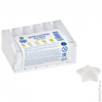 Легкий пластилин для лепки Мульти-Пульти, белый, 6шт., 60г, прозрачный пакет, 8 шт/в уп