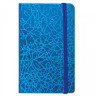 Бизнес-блокнот BRAUBERG, А7+, 95х145 мм, "Irida", кожзаменитель металлик, резинка, линия, 64 л., синий, 128046