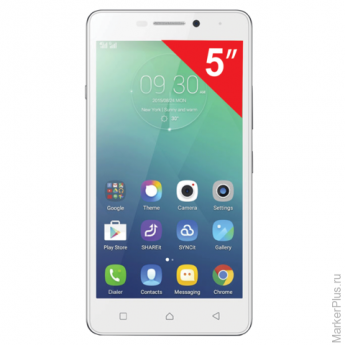 Смартфон LENOVO P1m, 5", 2 SIM, 4G (LTE), 5/8 Мп, 16 Гб, microSD, белый, пластик, PA1G0001RU