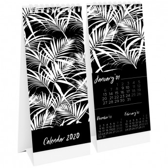 Календарь-домик 70*170мм, OfficeSpace "Black&white", на гребне, 2020г.
