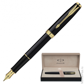 Ручка перьевая PARKER Sonnet Black Lacquer GT корпус латунь, лак, позолоченные детали, S0833860, чер