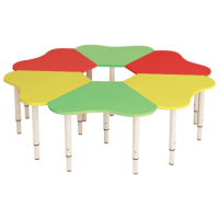 Стол детский "Ромашка", 6 лепестков, 1300х1300х400-580 мм, регулируемый, рост 0-3 (85-145 см), 3 цве