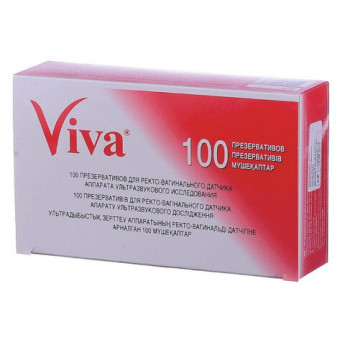 Презервативы для УЗИ VIVA, комплект 100 шт., без накопителя, гладкие, без смазки, 210х28 мм, 108020021, комплект 100 шт