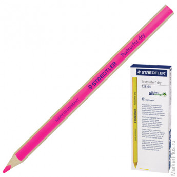 Текстмаркер-карандаш сухой, неон розовый STAEDTLER (Штедлер), грифель 4 мм, трехгранный, 128 64-23