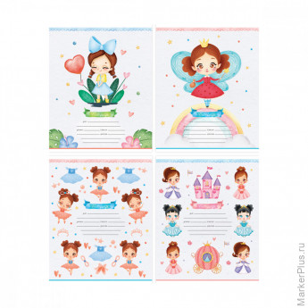 Тетрадь 18л., клетка ArtSpace "Рисунки. Маленькие Принцессы", эконом