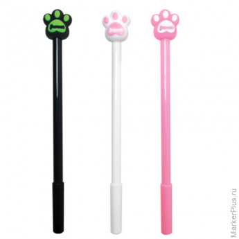 Ручка с топпером шариковая ЮНЛАНДИЯ "Лапка", корпус ассорти, СИНЯЯ, пишущий узел 0,7 мм, 143784