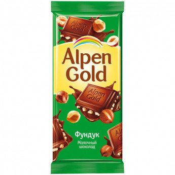 Шоколад Alpen Gold, молочный с фундуком, 90г