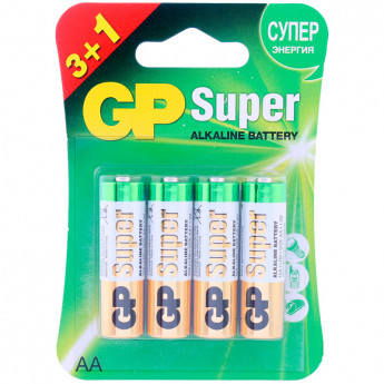 Батарейка GP Super AA (LR06) 15A алкалиновая, BC4 (промо), 4 шт/в уп