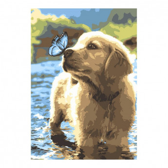 Картина по номерам Любопытный щенок Кпн-085