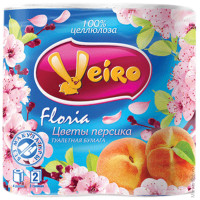 Бумага туалетная Veiro "Floria" 2-х слойн., 4шт., с рисунком, тиснение, апельсин