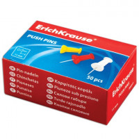 Силовые кнопки-гвоздики ERICH KRAUSE, цветные, 50 шт., в картонной коробке, 24877, комплект 50 шт