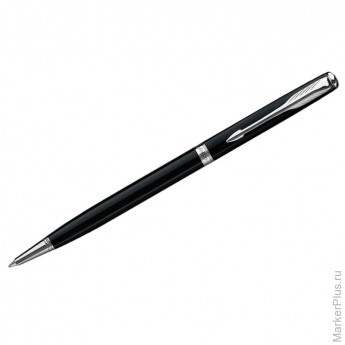 Ручка шариковая "Sonnet Black Lacquer CT Slim" черная, 1,0мм, поворотный механизм, подар.уп.