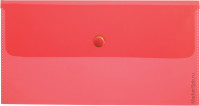 Папка-конверт на кнопке C6, 180мкм, красная, 5 шт/в уп