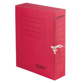 Папка для бумаг с завязками STAFF, микрогофрокартон, 75 мм, до 700 листов, красная, 128 872