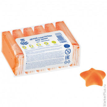 Легкий пластилин для лепки Мульти-Пульти, оранжевый, 6шт., 60г, прозрачный пакет, 8 шт/в уп