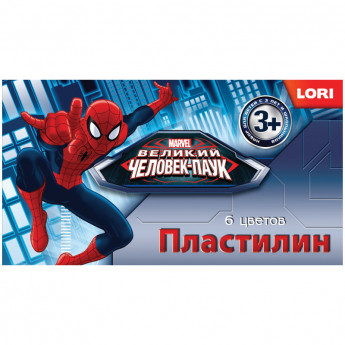 Пластилин Marvel "Человек-паук" 06 цветов, 120гр., со стеком, картон
