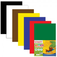 Цветной картон, А4, 7 листов, 7 цветов, STAFF, 200х283 мм, 127051