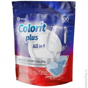 Таблетки для посудомоечных машин Grass Colorit Plus All in 1, 100шт/уп, комплект 100 шт Таблетки для посудомоечных машин Grass Colorit Plus All in 1, 100шт/уп, комплект 100 шт