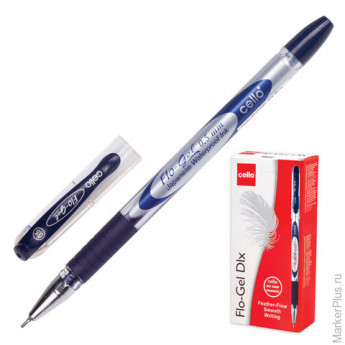 Ручка гелевая CELLO "Flo Gel", корпус непрозрачный, игольчатый пишущий узел 0,5 мм, резиновый держатель, синяя, 306265020/к