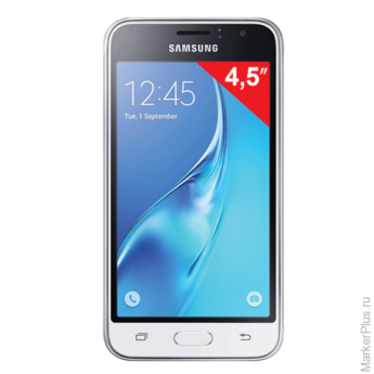 Смартфон SAMSUNG Galaxy J1, 2 SIM, 4,5", 4G (LTE), 2/5 Мп, 8 Гб, microSD, белый, пластик, SM-J120FZW