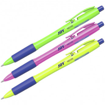 Ручка шариковая автоматическая Erich Krause "Ultra Glide Technology Joy Neon" синяя, 0,7мм, грип, Ассорти