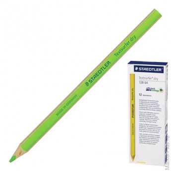 Текстмаркер-карандаш сухой, неон зеленый, STAEDTLER (Штедлер), грифель 4 мм, трехгранный, 128 64-5