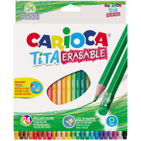 Карандаши пластиковые стираемые Carioca "Tita Erasable", 24цв., заточен., картон, европодвес