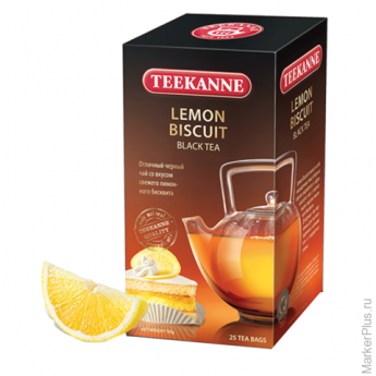 Чай TEEKANNE (Тикане) "Lemon Biscuit", черный, вкус лимонного бисквита, 25 пакетиков,
