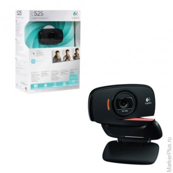 Веб-камера LOGITECH HD Webcam C525, 8 Мп, USB 2.0, микрофон, автофокус, черный, 960-001064