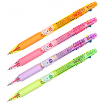 Ручка шариковая автоматическая MunHwa 'Hi-Color 3' 3цв.(син/неон желт/неон роз),0,7мм,корпус ассорти, 12 шт/в уп