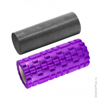 Массажные ролики для йоги и фитнеса 2 в 1, фигурный 33х14 см, цилиндр 33х10 см, фиолетовый/чёрный, DASWERK, 680026