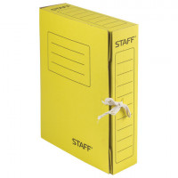 Папка для бумаг с завязками STAFF, микрогофрокартон, 75 мм, до 700 листов, желтая, 128 873
