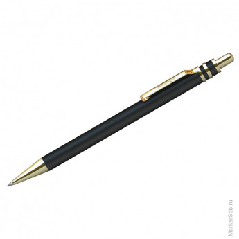 Ручка шариковая "Silver Premium" синяя, 0,7мм,корпус черный/золото, автоматическая, пластик.футляр