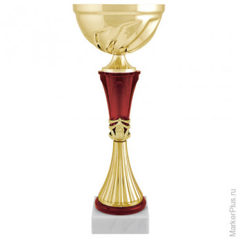 Кубок металлический "Авдей" (100х100х350 мм), основание мрамор, "золото", стем красный, 8760-350-105