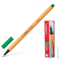 Ручка капиллярная (линер) STABILO 'Point', ЗЕЛЕНАЯ, корпус оранжевый, линия письма 0,4 мм, 88/36