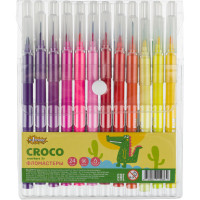 Фломастеры набор №1School Croco 24цв., прозр.колп,смыв,ПВХ-пакет c кнопкой