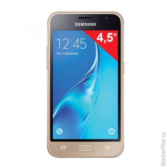 Смартфон SAMSUNG Galaxy J1, 2 SIM, 4,5", 4G (LTE), 2/5 Мп, 8 Гб, microSD, золотой, пласти, SM-J120FZ