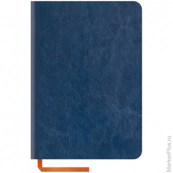 Записная книжка А6 80л. ЛАЙТ, кожзам, "Nebraska soft", синий, тонир.блок, ляссе, цв.срез