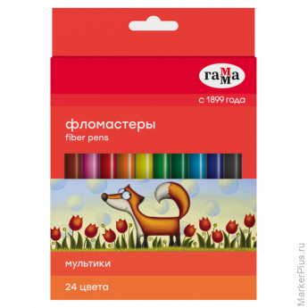 Фломастеры Гамма "Мультики", 24цв., смываемые, картон. упак., европодвес