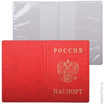Обложка 'Паспорт России', вертикальная, ПВХ, цвет красный, 'ДПС', 2203.В-102