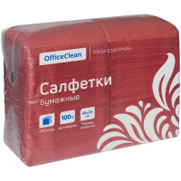Салфетки бумажные OfficeClean "Profi Pack", 1 слойн., 24*24см, красные, 400шт., комплект 400 шт
