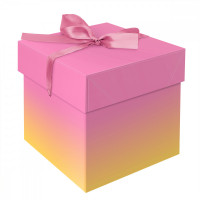 Коробка складная подарочная MESHU 'Duotone. Pink-Orange gradient', (15*15*15см), с лентой