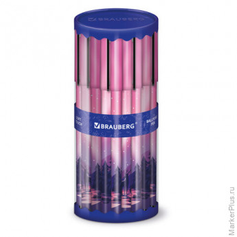Ручка шариковая BRAUBERG SOFT TOUCH GRIP "STARS", СИНЯЯ, мягкое покрытие, узел 0,7 мм, 143715