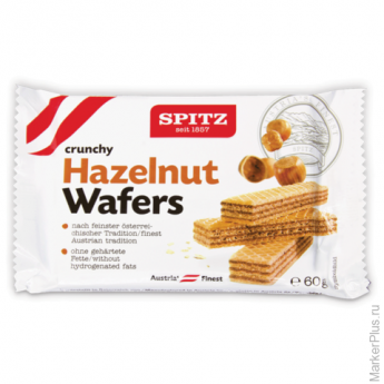 Вафли SPITZ, хрустящие, с ореховым кремом, 60 г, пакет