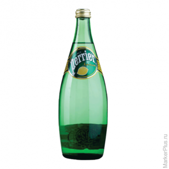 Вода газированная минеральная PERRIER (Перье) "Лимон", 0,75л, стеклянная бутылка, ш/к 94514